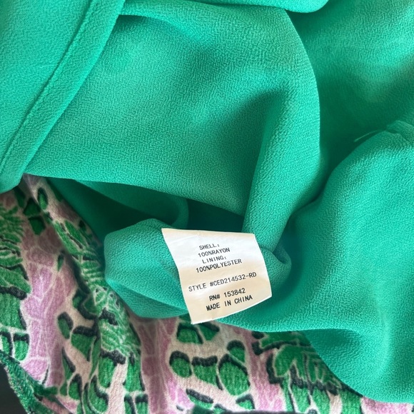 MELLODAY - WOMEN’S SLEEVELESS MAXI DRESS GREEN AND PINK SIZE L TROPICAL - Picture 8 of 10